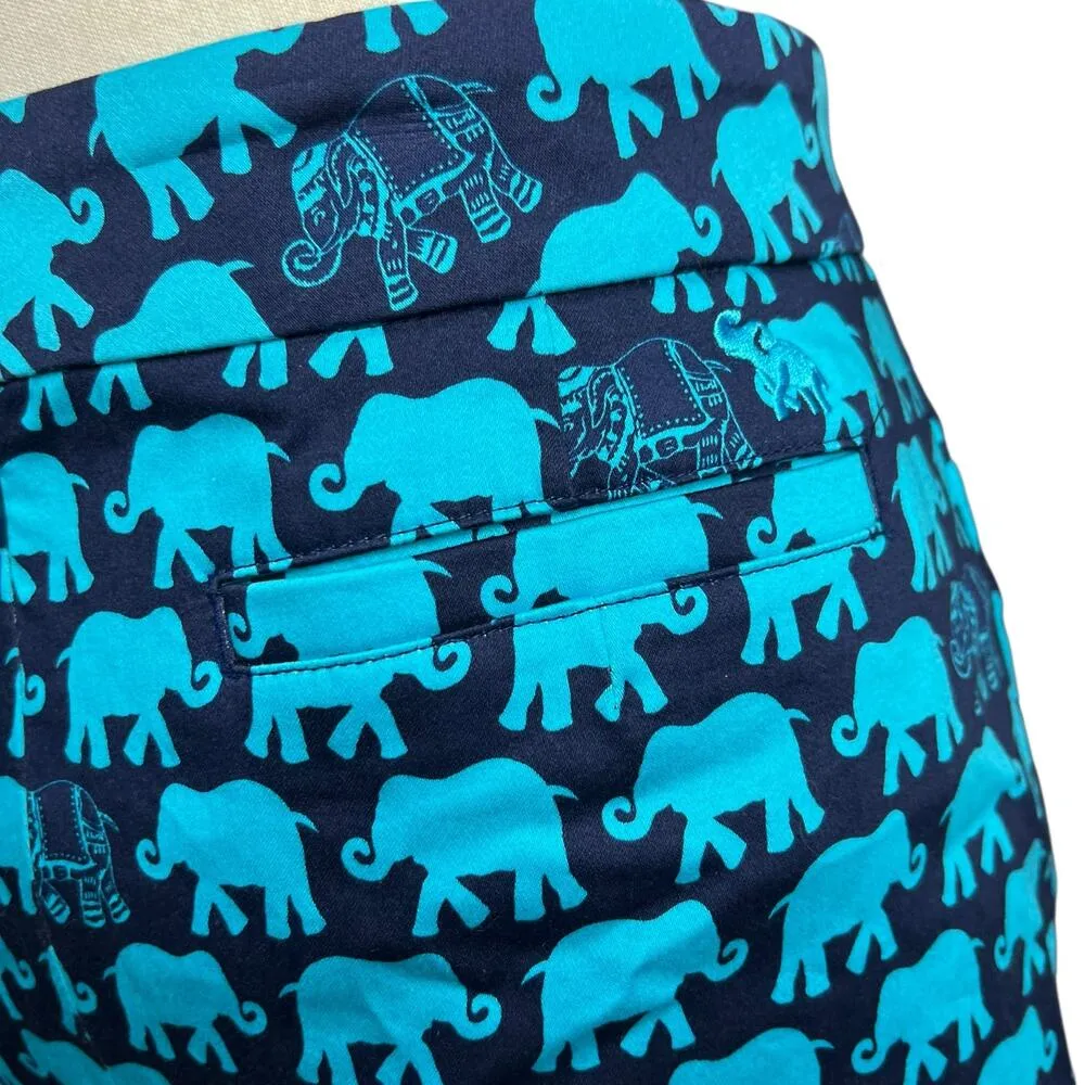 Tracy Negoshian Skirt Womens 4 Blue Teal Elephant Print Stretch Resort Coastal - Image 2