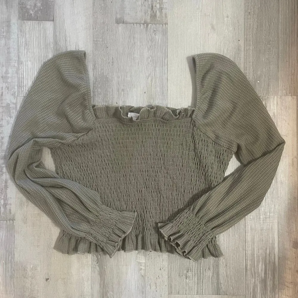 Altar'd State women's long sleeve puff sleeve crop top size Large - Image 8