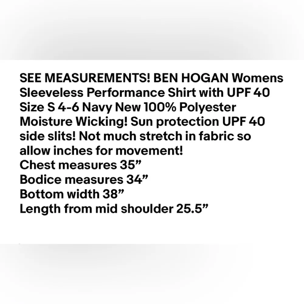 BEN HOGAN Womens Sleeveless Performance Shirt with UPF 40 Size S 4 - Image 10