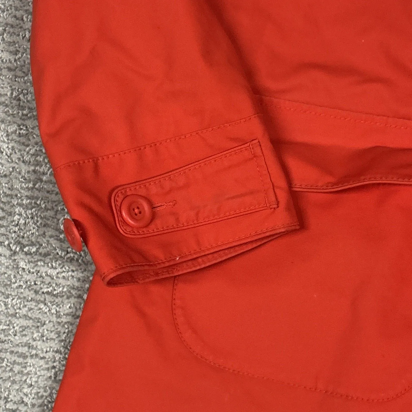 LL Bean Jacket Womens XL Raincoat Jacket Hooded 0 HAW1 Waxed Cotton Orange Red - Image 4