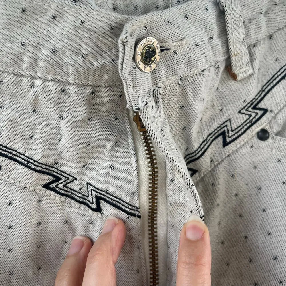 Blaze Women's Vintage Western Jeans Grey Printed Size 7/27 Gray - Image 8