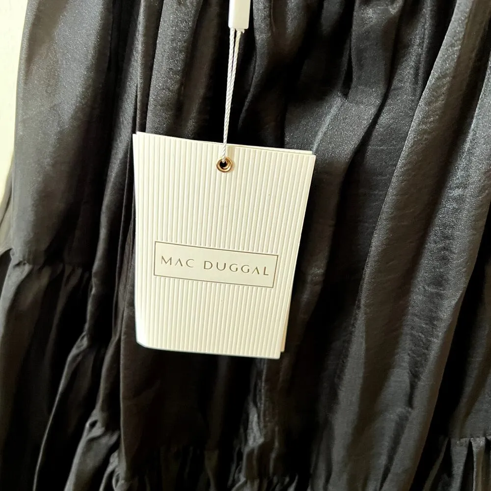 Mac Duggal Plunge Neck Cutout Empire Waist Organza Gown Maxi Dress size 2 C0 - Image 5