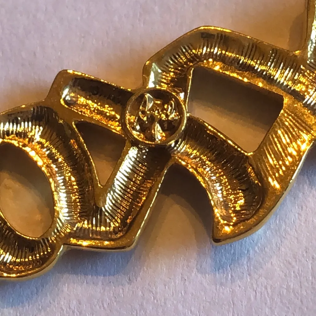 Angel Brand Gold Tone Crystal CZ Rhinestone XOXO Retro Boho Brooch - Image 6