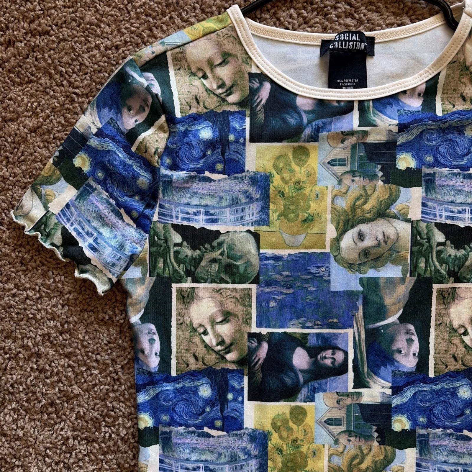 Social Collision Hot Topic Renaissance Art Collage Tshirt Top Shirt Tee Women XS Blue - Image 4