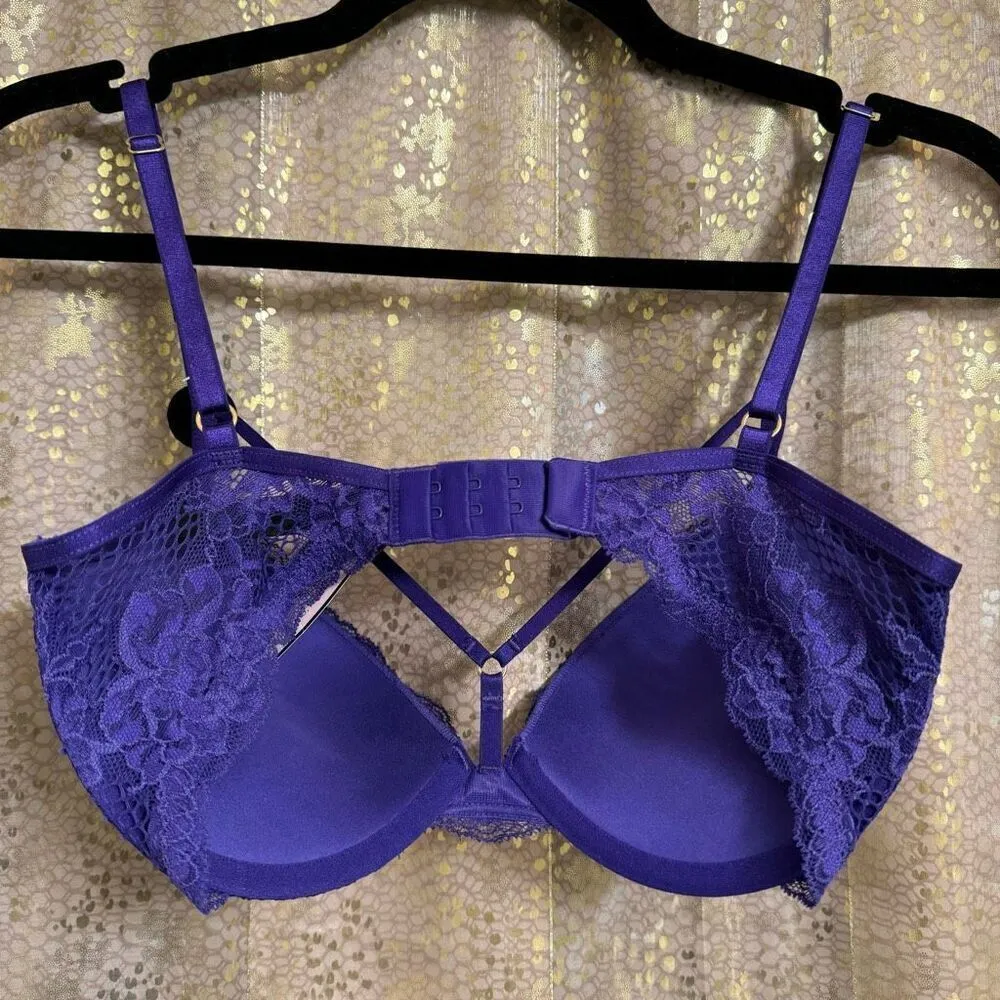 Victorias Secret Royal Purple Very Sexy Bombshell Push Up Plunge Bra 32D NWT - Image 2