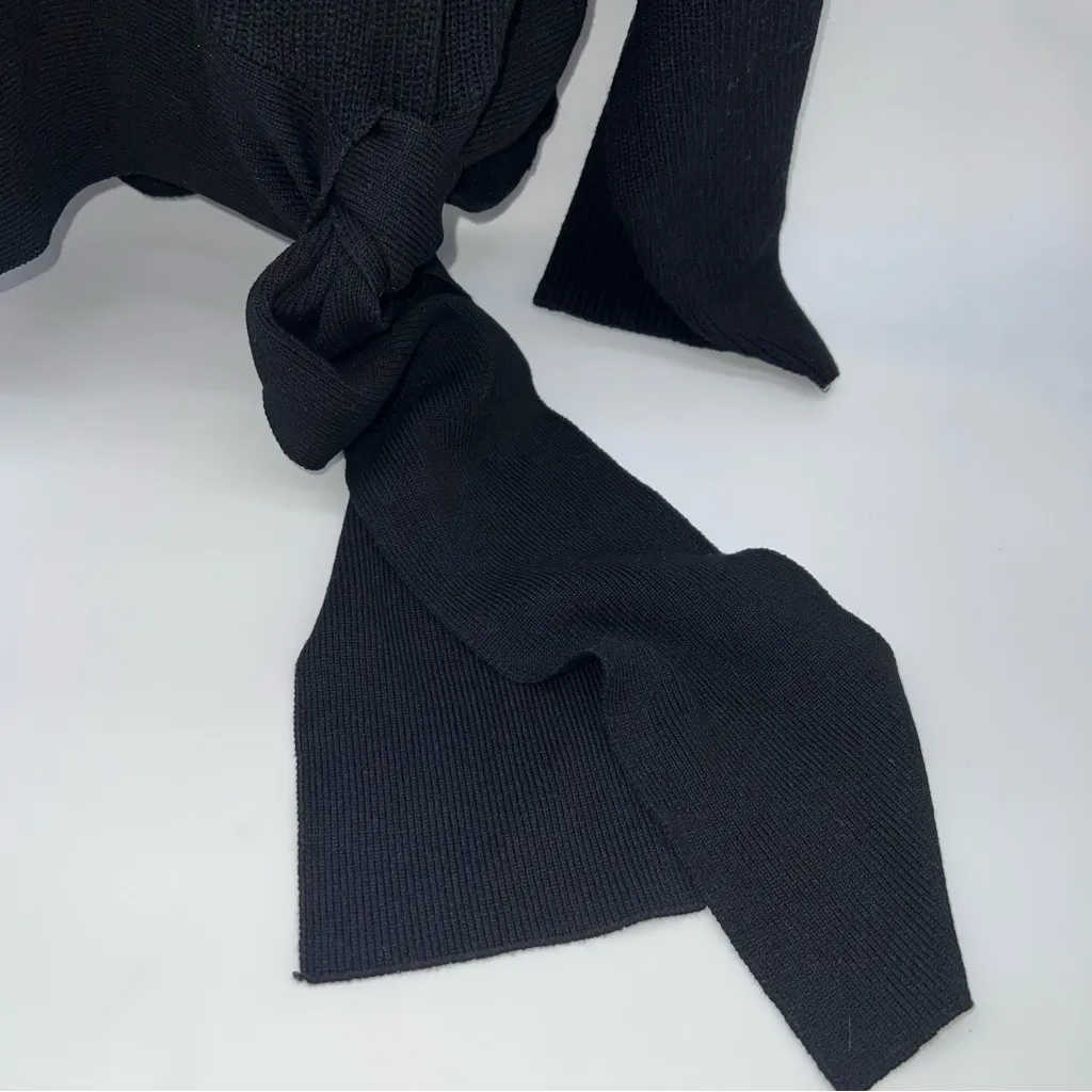 Zara Black Turtleneck Sweater with Tie Detail - Image 4