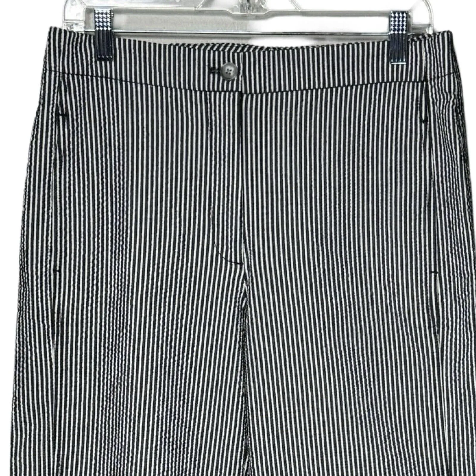 Ann Taylor Factory Crop‎ Wide Leg Pants Womens 6 Black White Stripe Workwear - Image 3