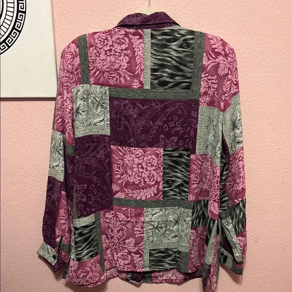Vintage Allison Daley Pink Purple Boxy Button Down Shirt. Size 18W - Image 3