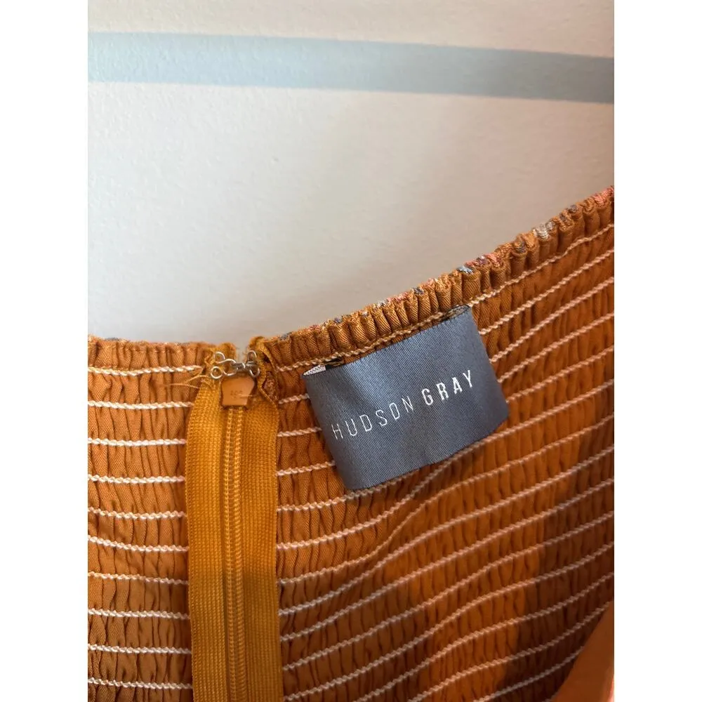 Hudson Gray Long Belle Sleeve Floral Blouse Size Large Orange - Image 3