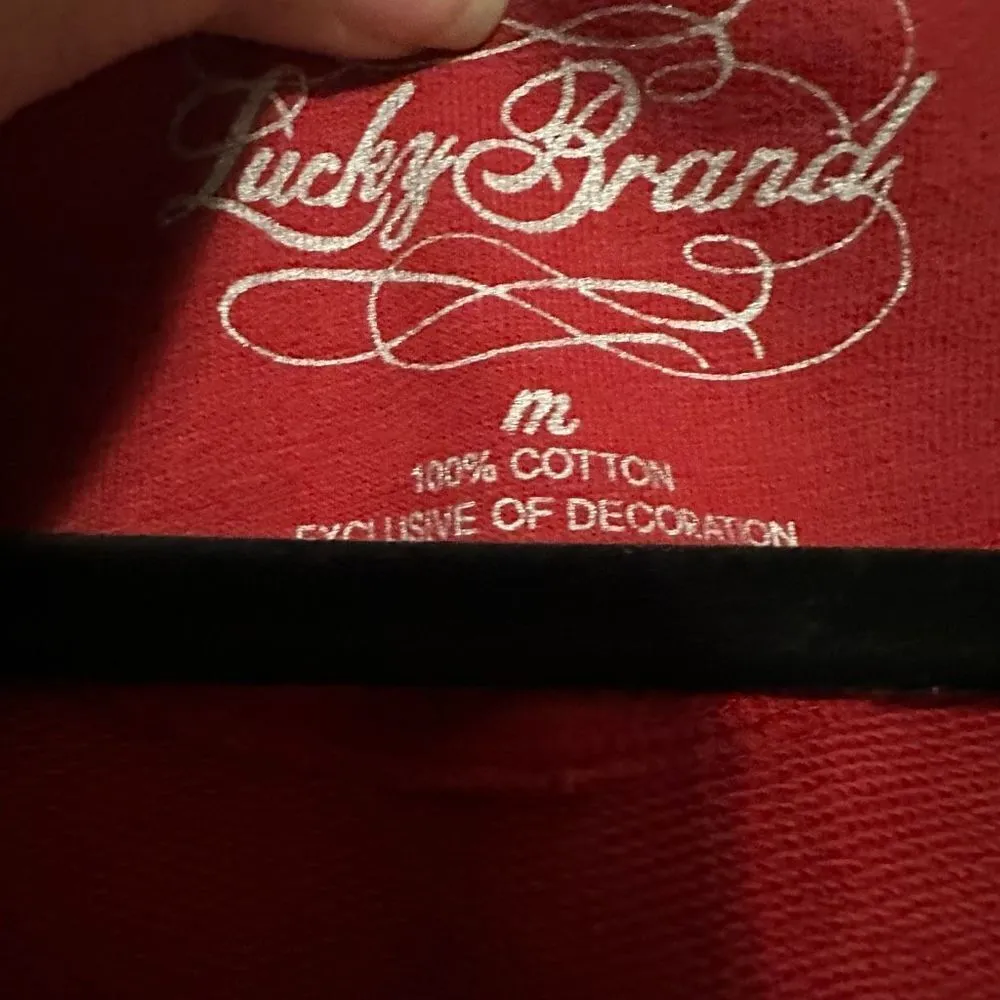 Lucky brand red jacket/robe/hoodie with attached adjustable belt , hooded robe - Image 3