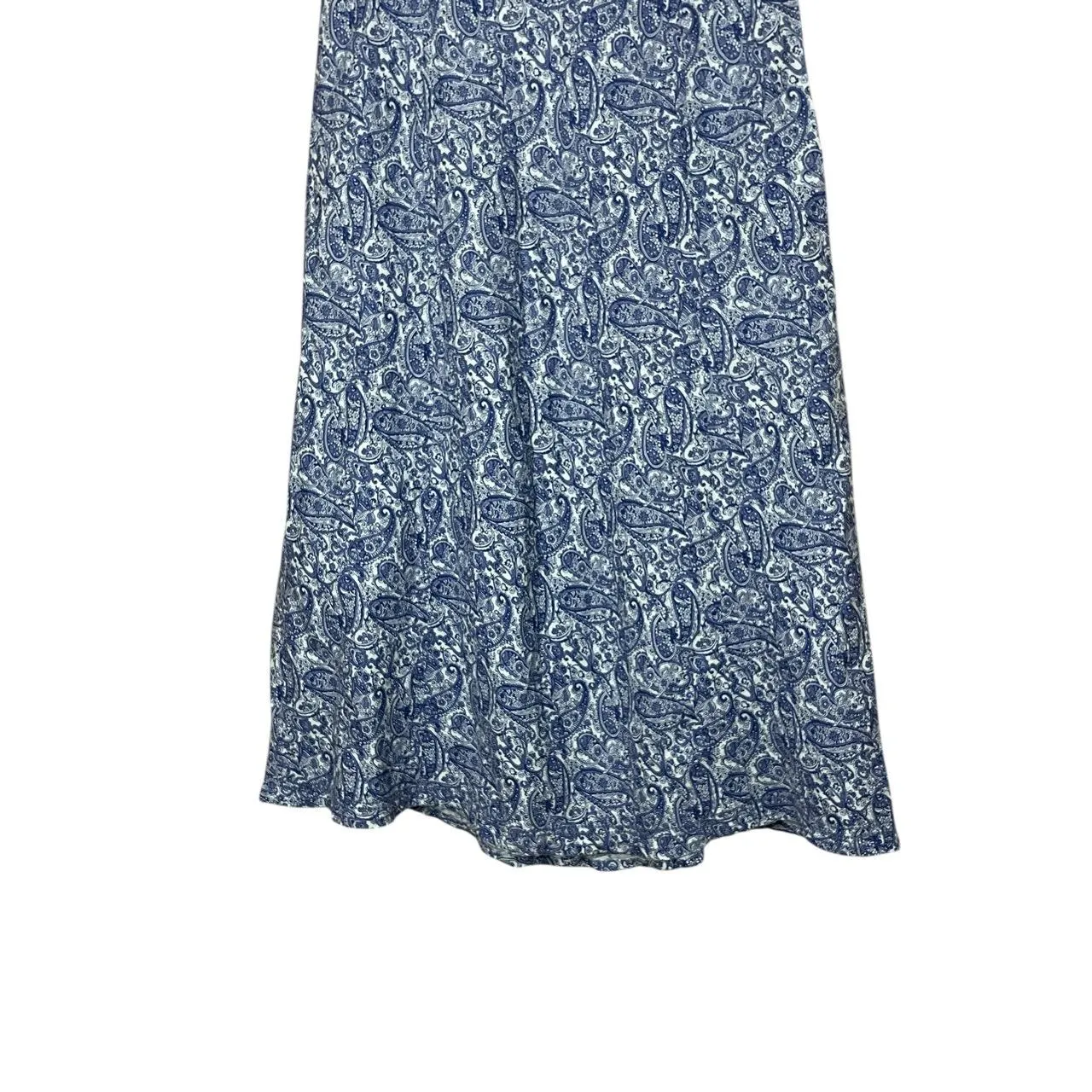 L.L.Bean Blue Paisley Print 100% Linen Maxi A - Image 3