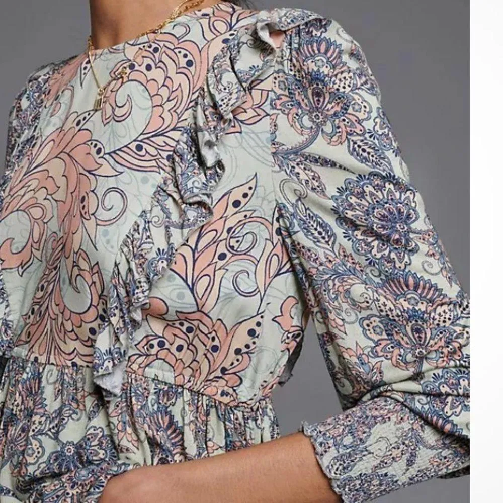 Bl^nk Anthropologie Moira Ruffled Peplum Top - Image 10