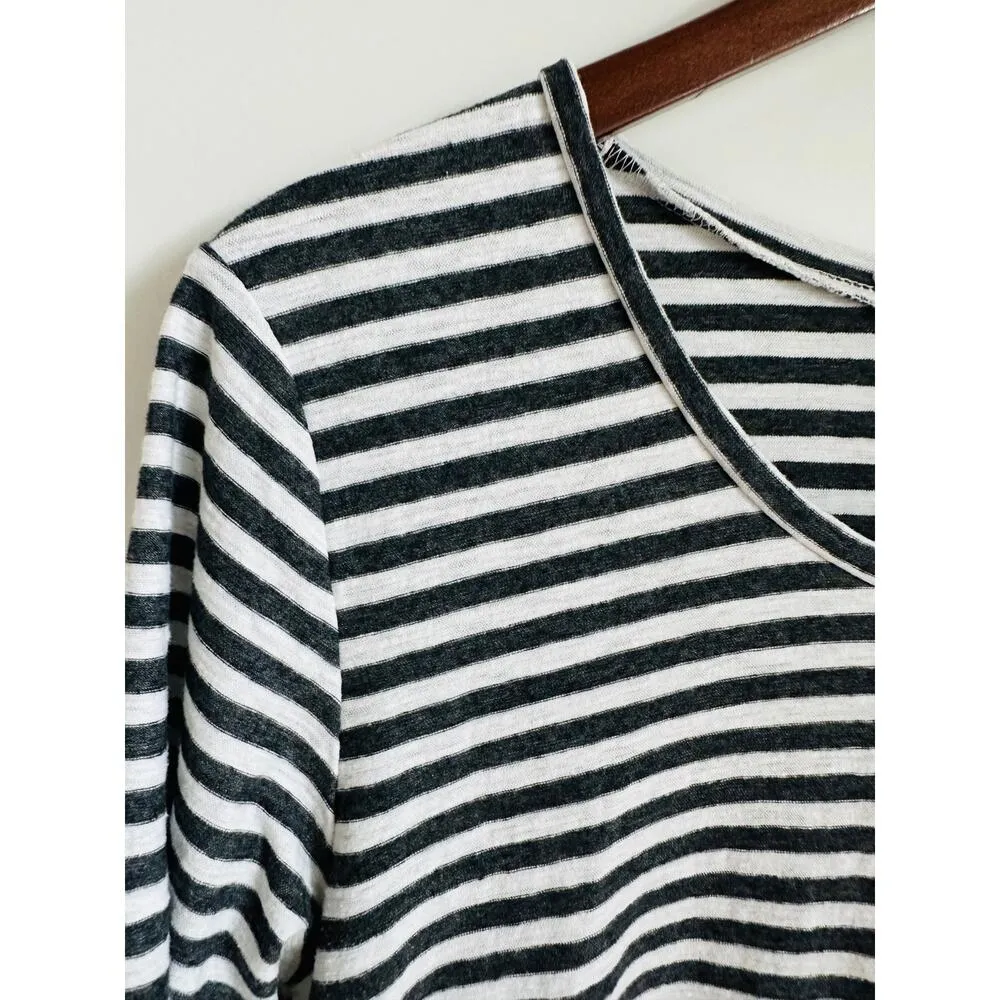 Cut Loose Women's Linen Top/T Shirt Braton Strip Nautical Size M Lagen Look White Size M - Image 4