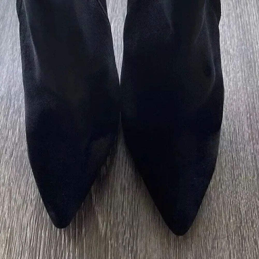 Nine West Women’s Black Velvet Pointed Toe Ankle Booties Size 8.5 Leopard Color - Image 7