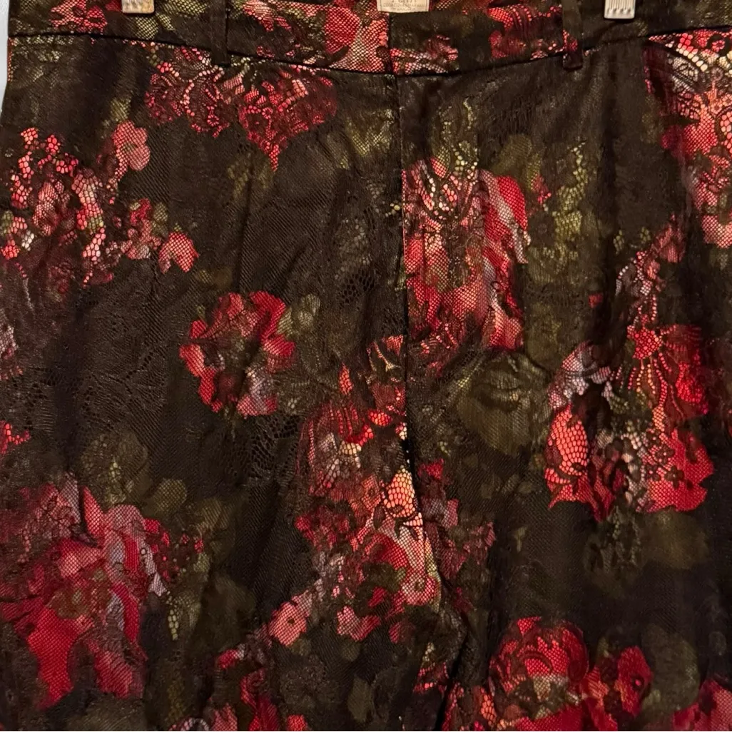 Pearl‎ Georgina Chapman of Marchesa Floral Pants nwt Black Size 12 - Image 2