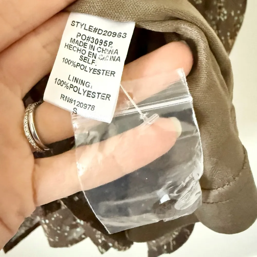 NWT Entro Long Sleeve Ruffle Mini Dress in Brown Multi Abstract Print - Size S - Image 5