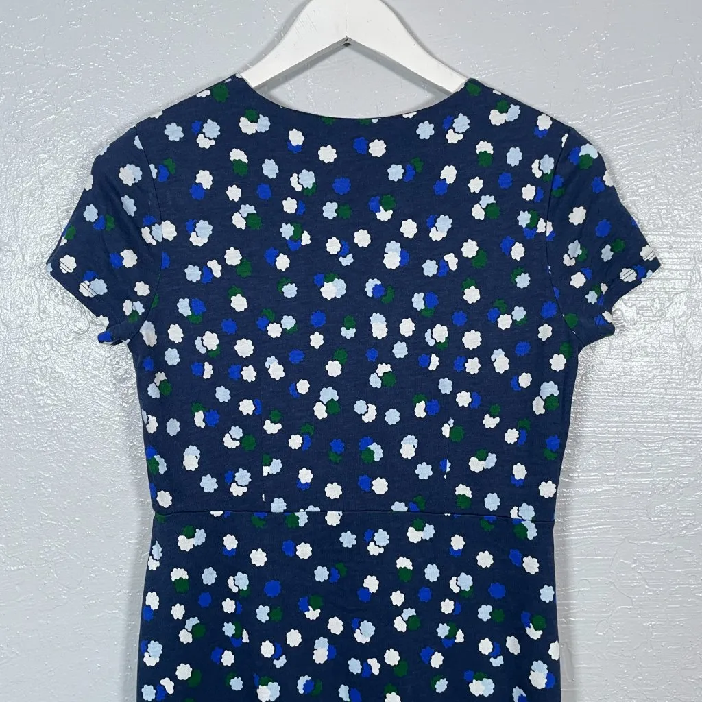 Boden Women 8P Petite Blue Floral Emory Jersey Dress Sheath Midi Lined Bodice - Image 8