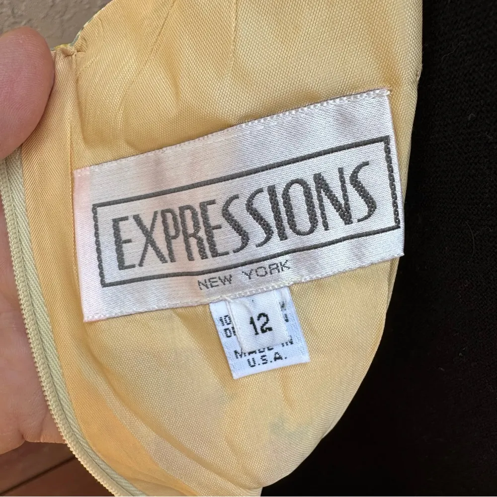 Vintage 90’s Expressions Butter Yellow Floral Midi Dress Size 12 - Image 6