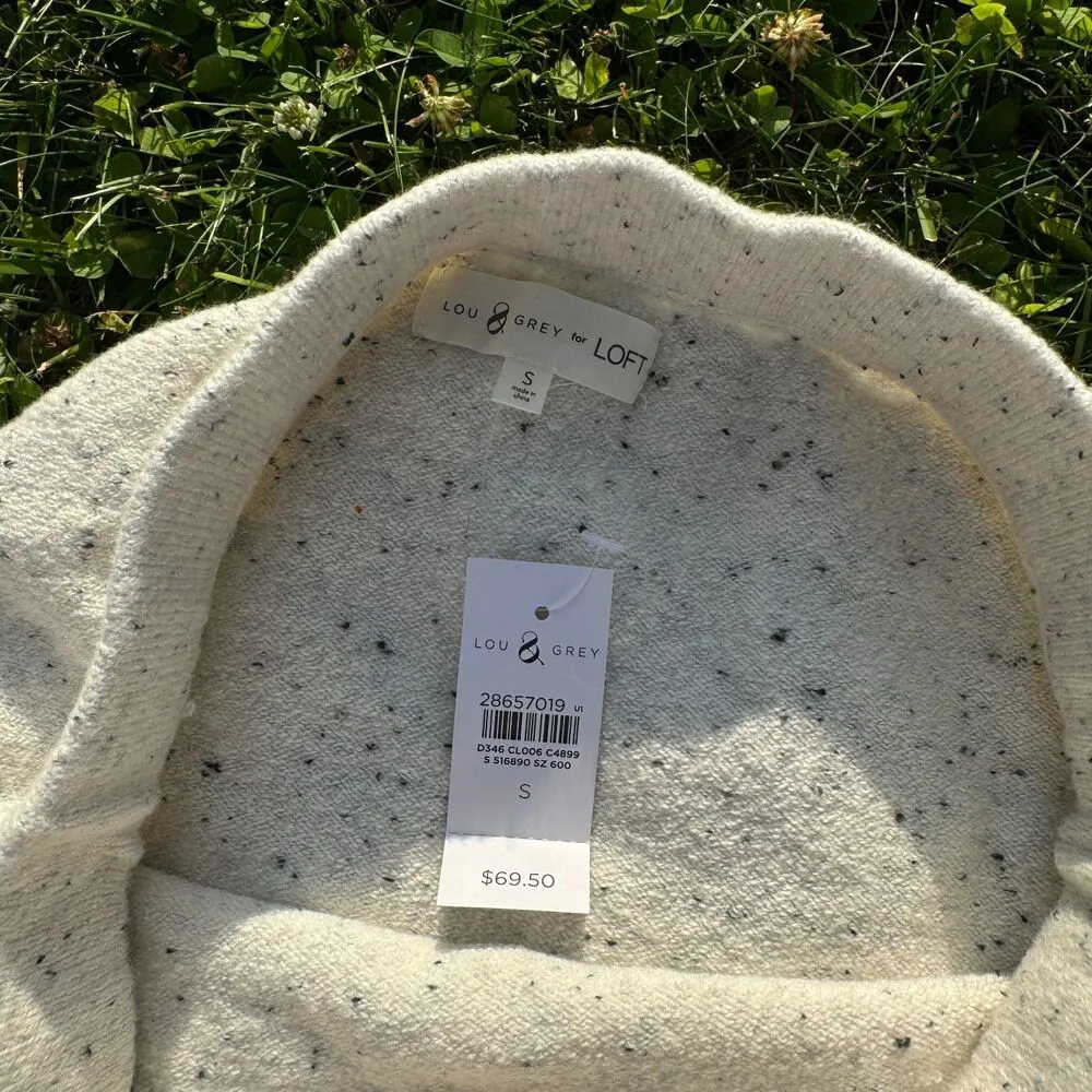 Lou & Grey Skirt Womens S Cream Speckle Stretch A-Line Knit Mini Drawstrings-NEW - Image 4