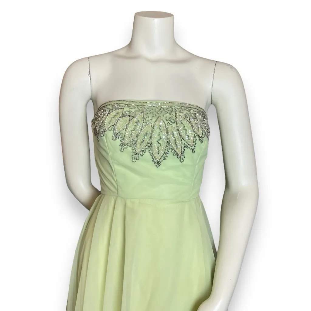 Vintage 50s Formal Dress‎ Prom Strapless Pale Green Elegant Hollywood Glamorous Size XXS - Image 3