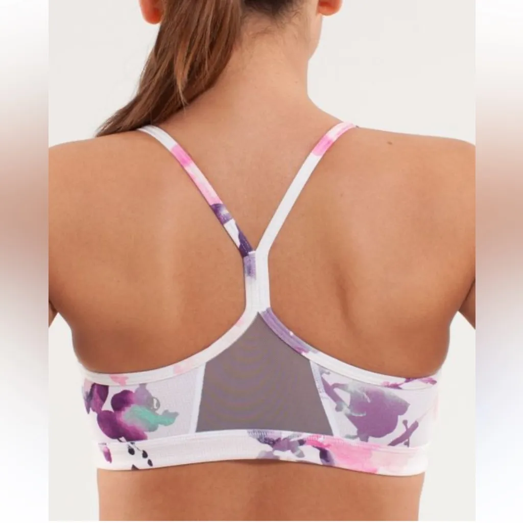 lululemon athletica Women's Blurred Floral Sports Bra - Pink and Purple - Image 3