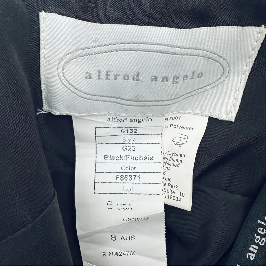 Alfred Angelo Black Strapless Dress Pink Bow Cocktail Party Midi Dress Size 6 - Image 5