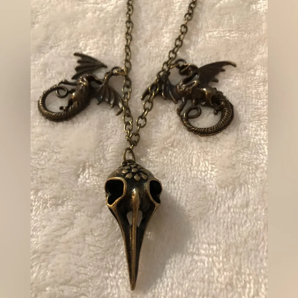 Unique bird skull dragon necklace, one of the kind - Image 9