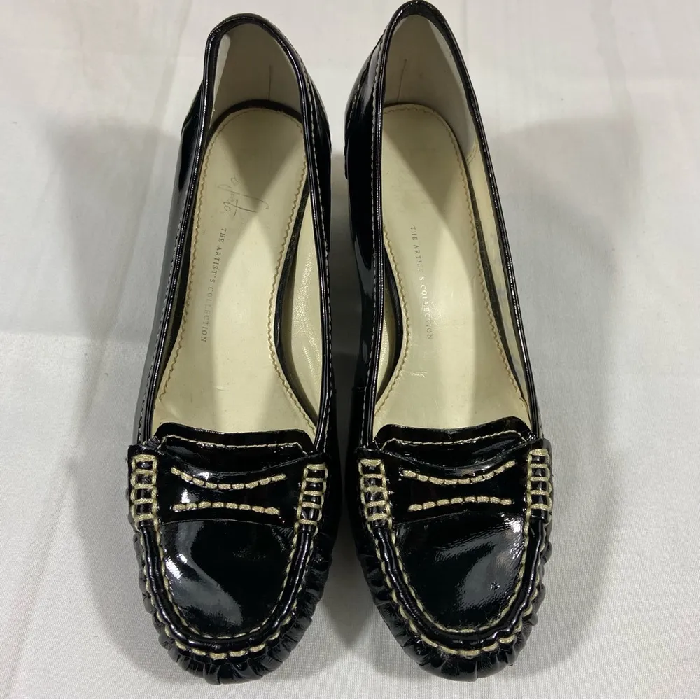 The Artists Collection Black Patent Leather Block Heels Size 7N - Image 4