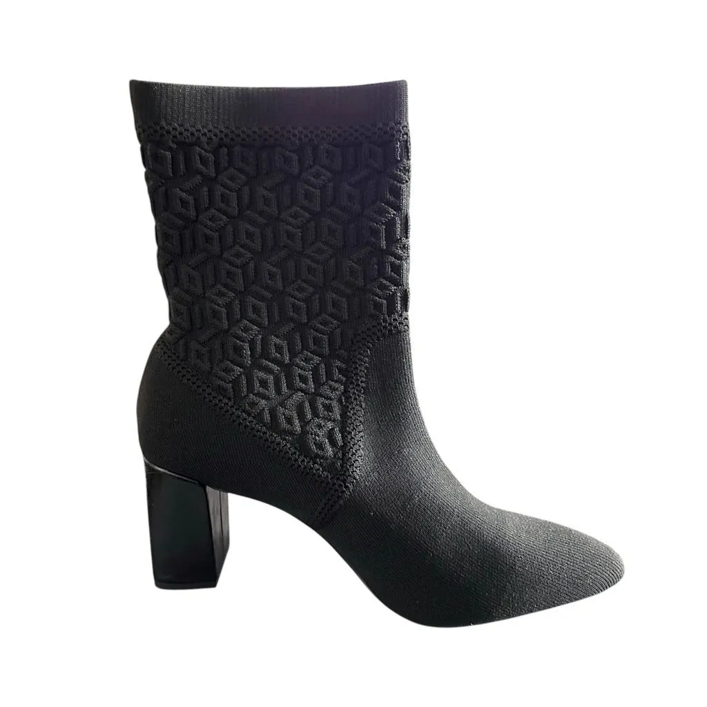 Impo Vikky Womens Black Knit Pointed Toe Block Heel Bootie Comfort - Image 10