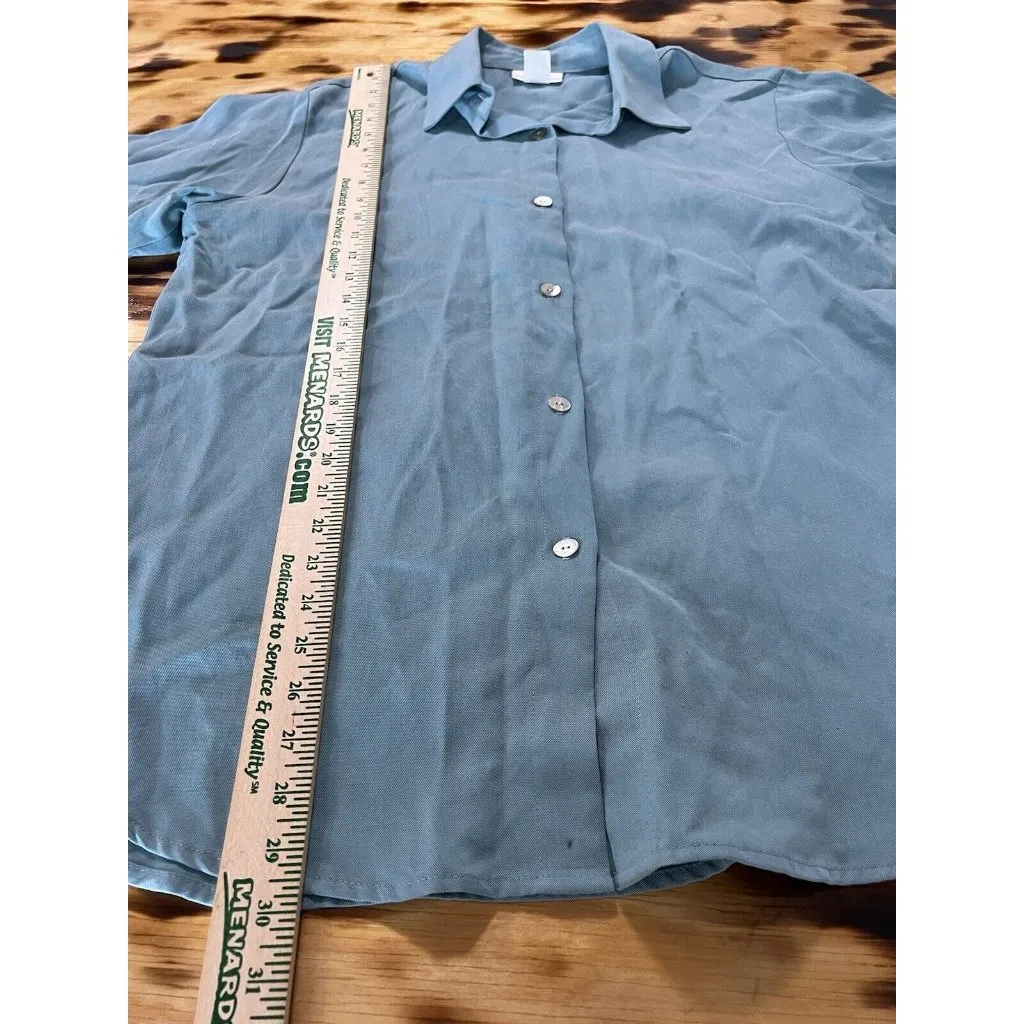 Soft Surroundings Tencel Long Sleeve Button Up Shirt Size Large Classic Vintage - Image 3