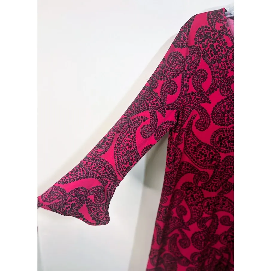 Michael Michael Kors Azalea Floral Paisley Print Flounce Dress Size Large Pink - Image 4