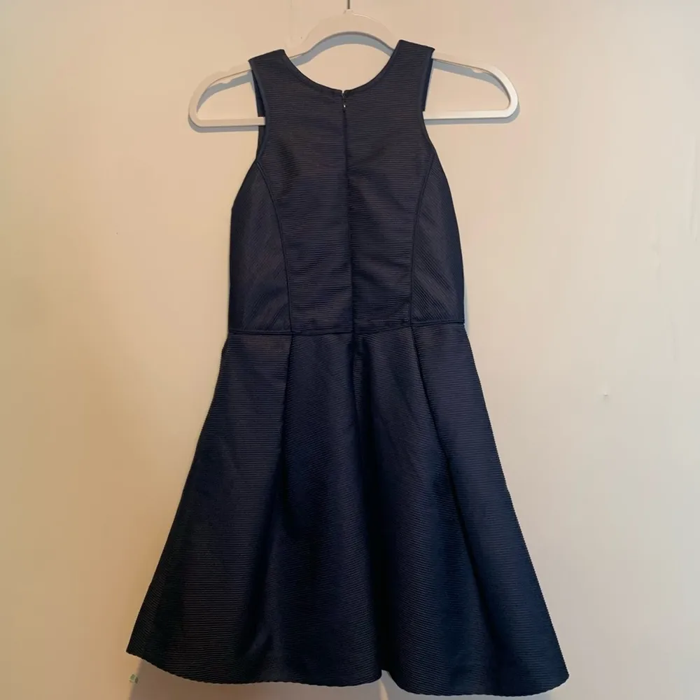 Maje Grease Fit and Flare Midnight Blue Marine Mini Dress Ribbed Textured - Image 5