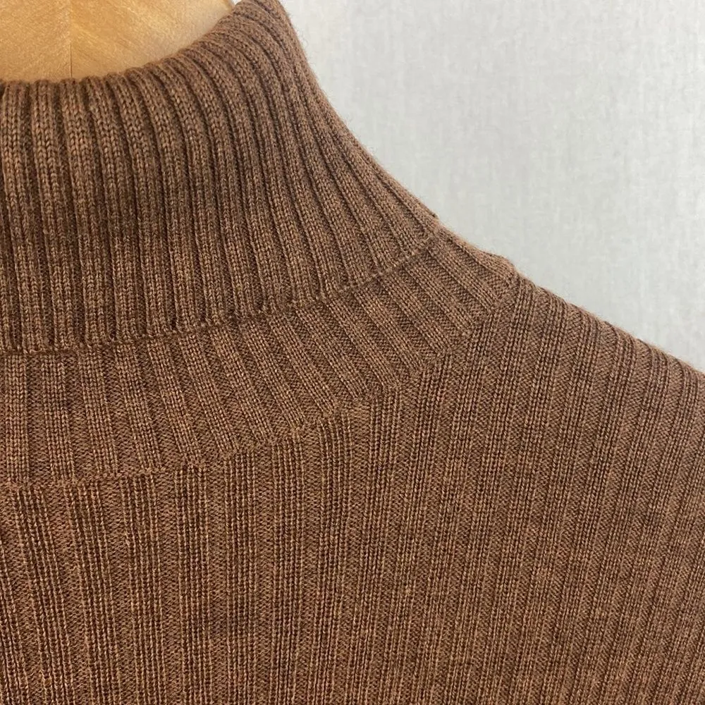 Piazza Sempione Brown Ribbed Knit Long sleeve Turtleneck Sweater S - Image 3