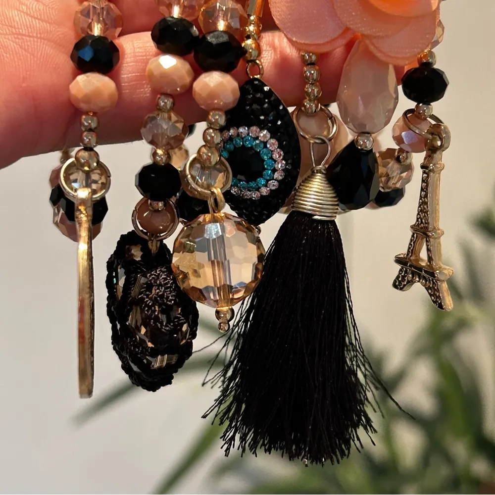 7 pcs bracelet set , multilayered boho bracelet set black - Image 7