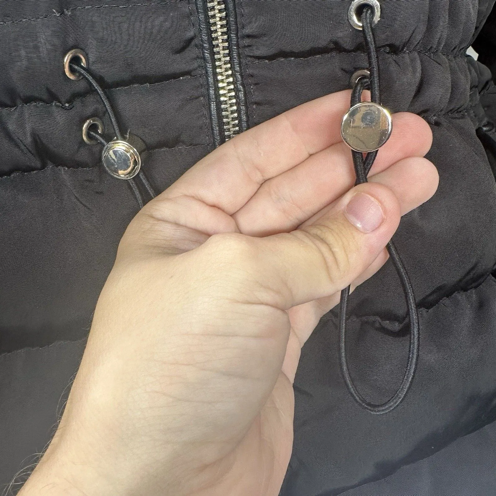 Zara Woman Black Down Puffer Jacket  Polyester Womans LARGE Fleece Lining - Image 9