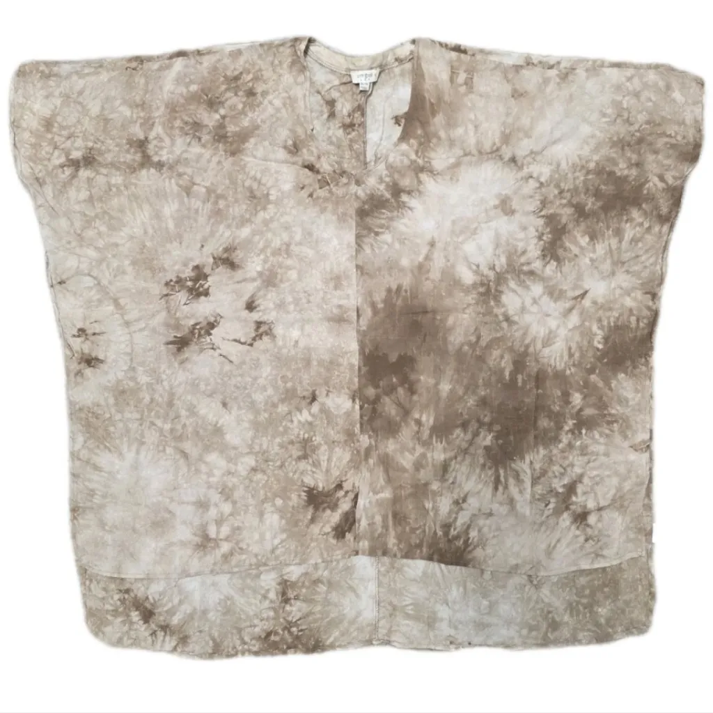 Umgee Tie Dyed rayon caftan poncho blouse V-neck batwing sleeves Tan Beige 2x 1x - Image 4