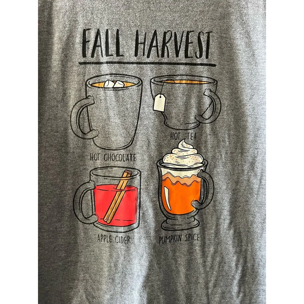 Instant Message Tee Fall Harvest Hot Chocolate Pumpkin Spice Apple Cider Gray M Size M - Image 2