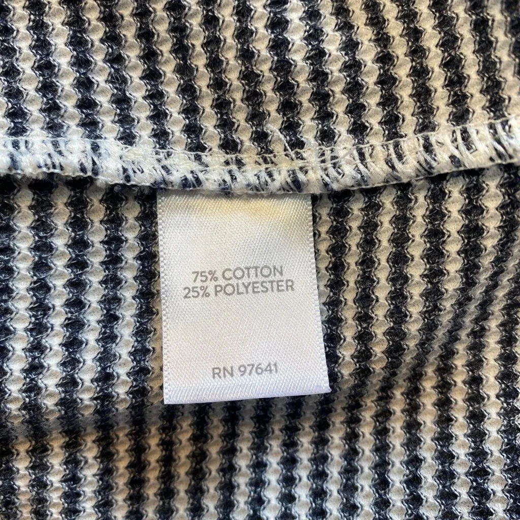 J. Jill Tunic Top Womens XS Cowl Neck Striped Gray White Long Sleeve Knit Cotton - Image 9