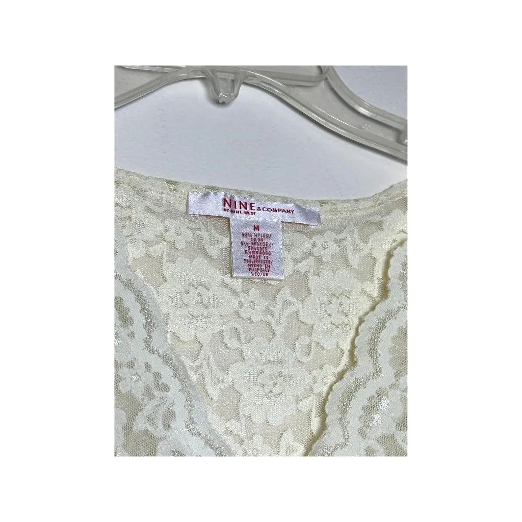 Vintage Nine & Company Babydoll Sheer Lace Long Sleeve Top With Inner Cami Sz M Size M - Image 2