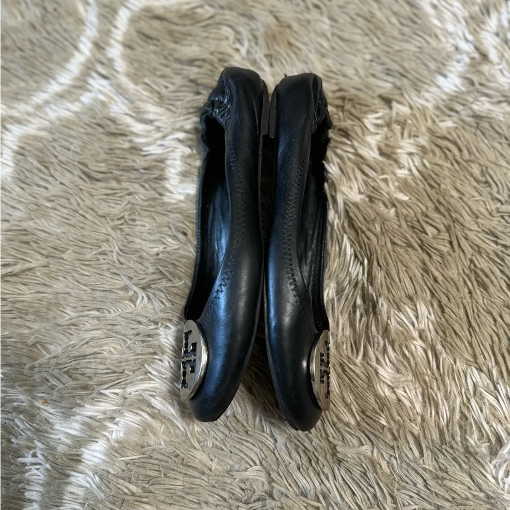 Tory Burch Travel Flats Black Logo Silver size 7 - Image 6