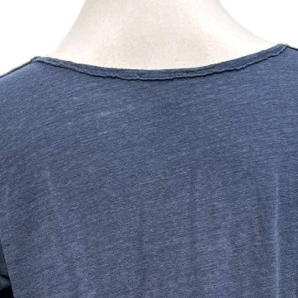 Bordeaux Raw Hem Long Sleeve Shirt Blue Size Medium - Image 5