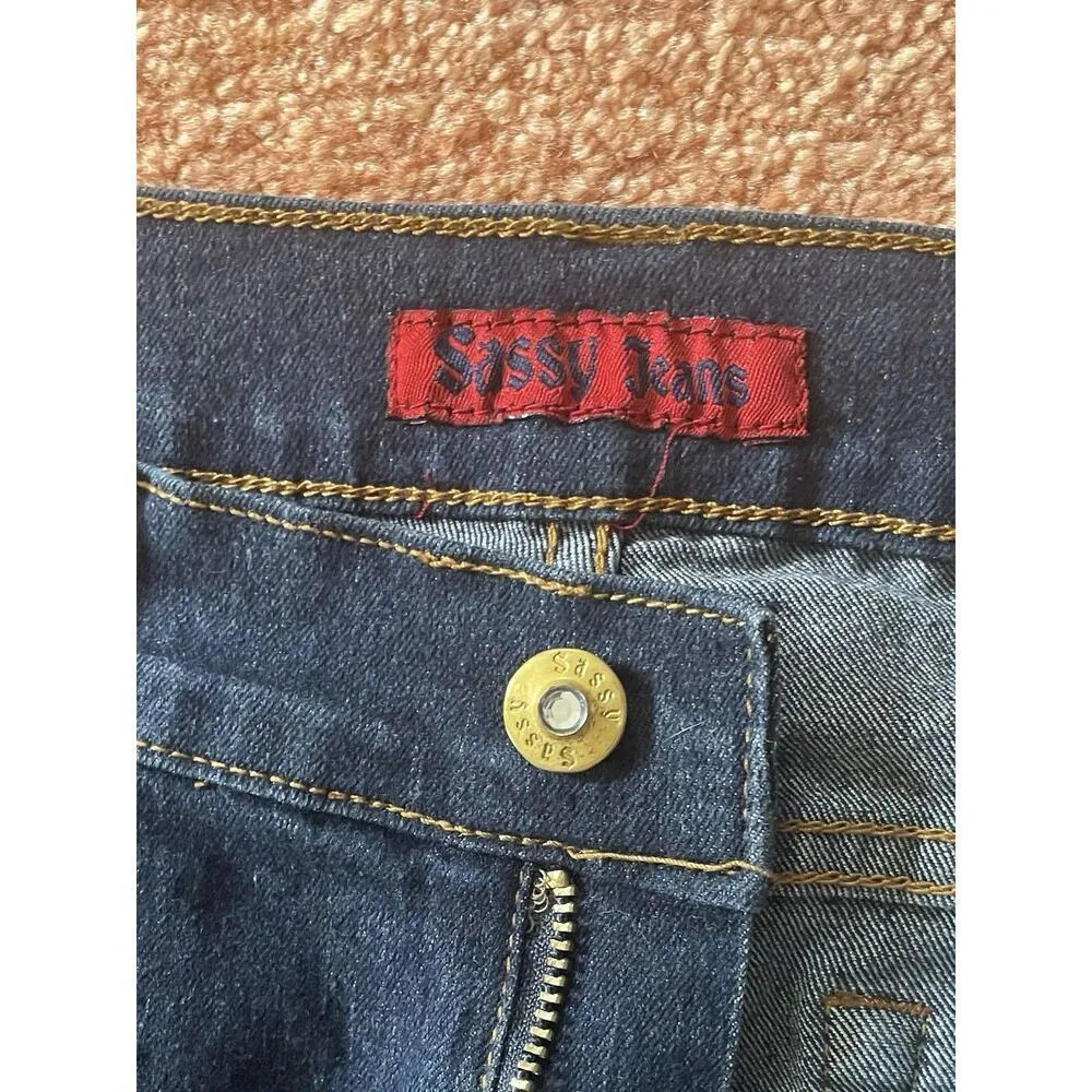 Sassy Jeans Dark Wash Stretch Skinny Denim Pants Size 7 Blue - Image 2