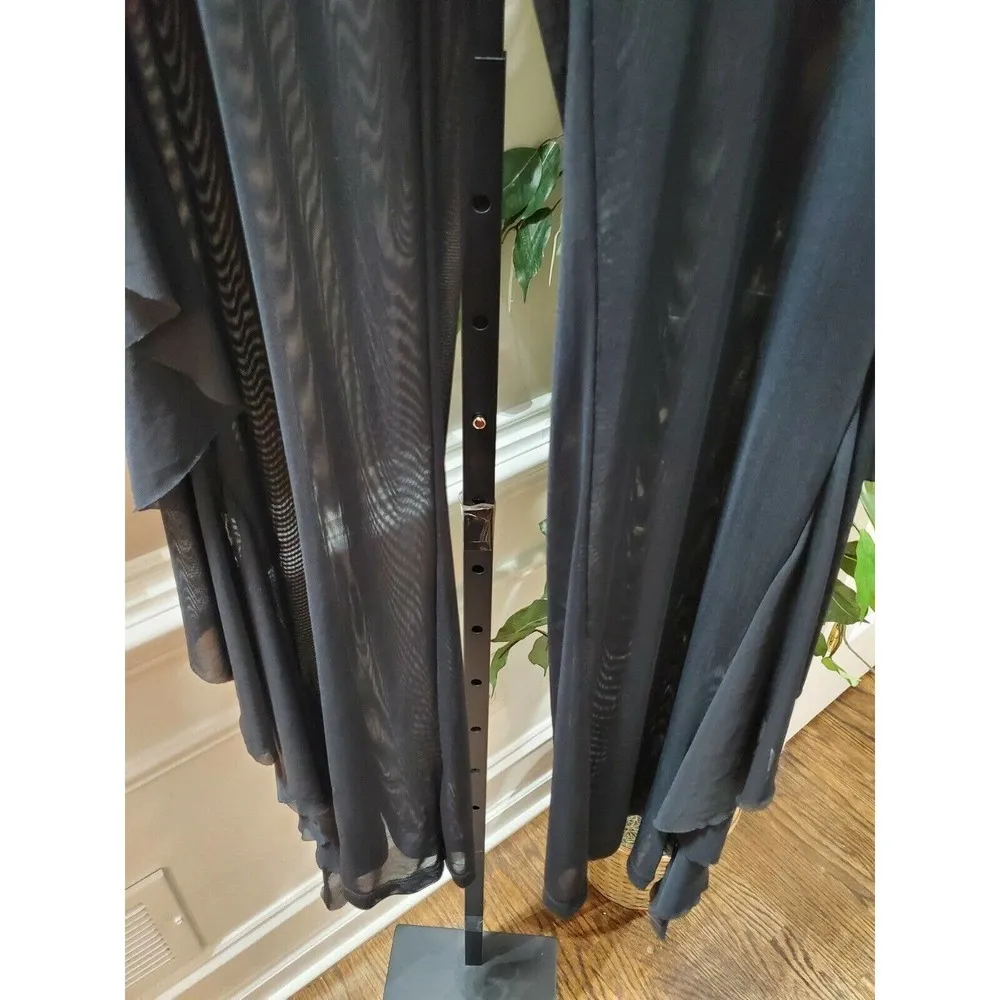Coverup Solid Black Frill Hem Polyester Mid Rise Stylish Pull On Trousers Size L Size L - Image 4