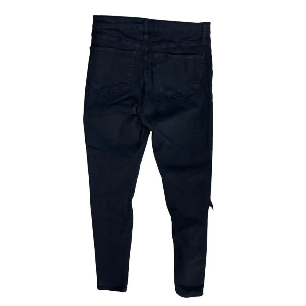 Topshop Jamie Jeans Black Distressed Skinny High Waist Stretch Size 30 Women's - Image 2