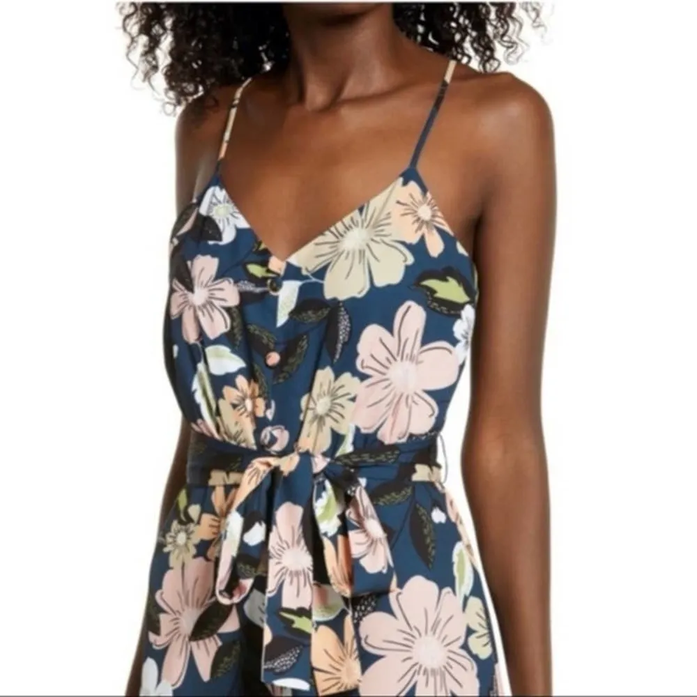 NWT Chelsea28 Floral Wide Leg Jumpsuit Teal Fall Bouquet size medium - Image 2