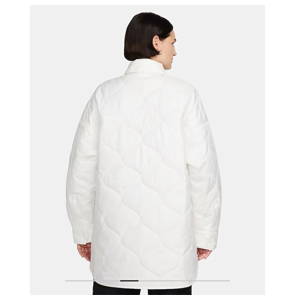 Nike Women's Sportswear  Quilted  Trench Size M Medium Coat White Black $165 - Image 9