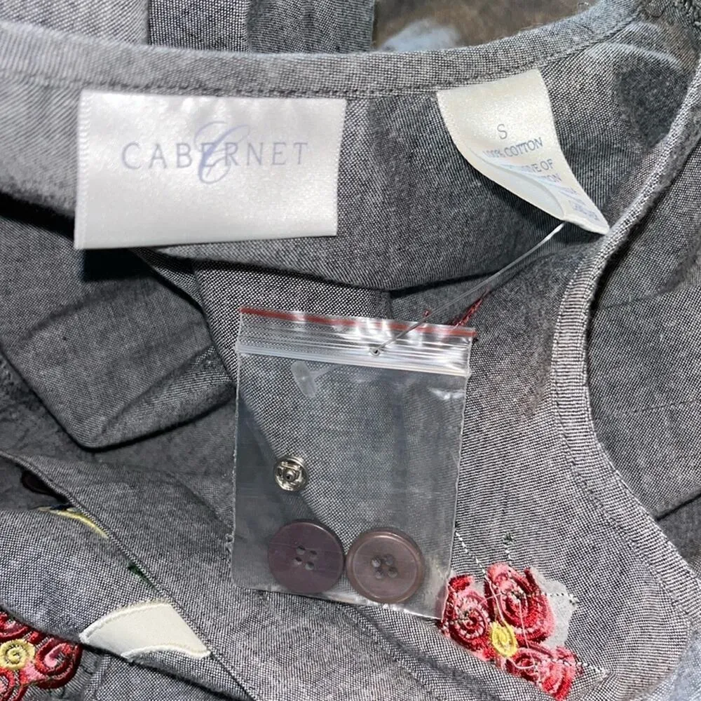 New deadstock Vintage Jean dress embroidered flowers Teachercore New with tags - Image 4