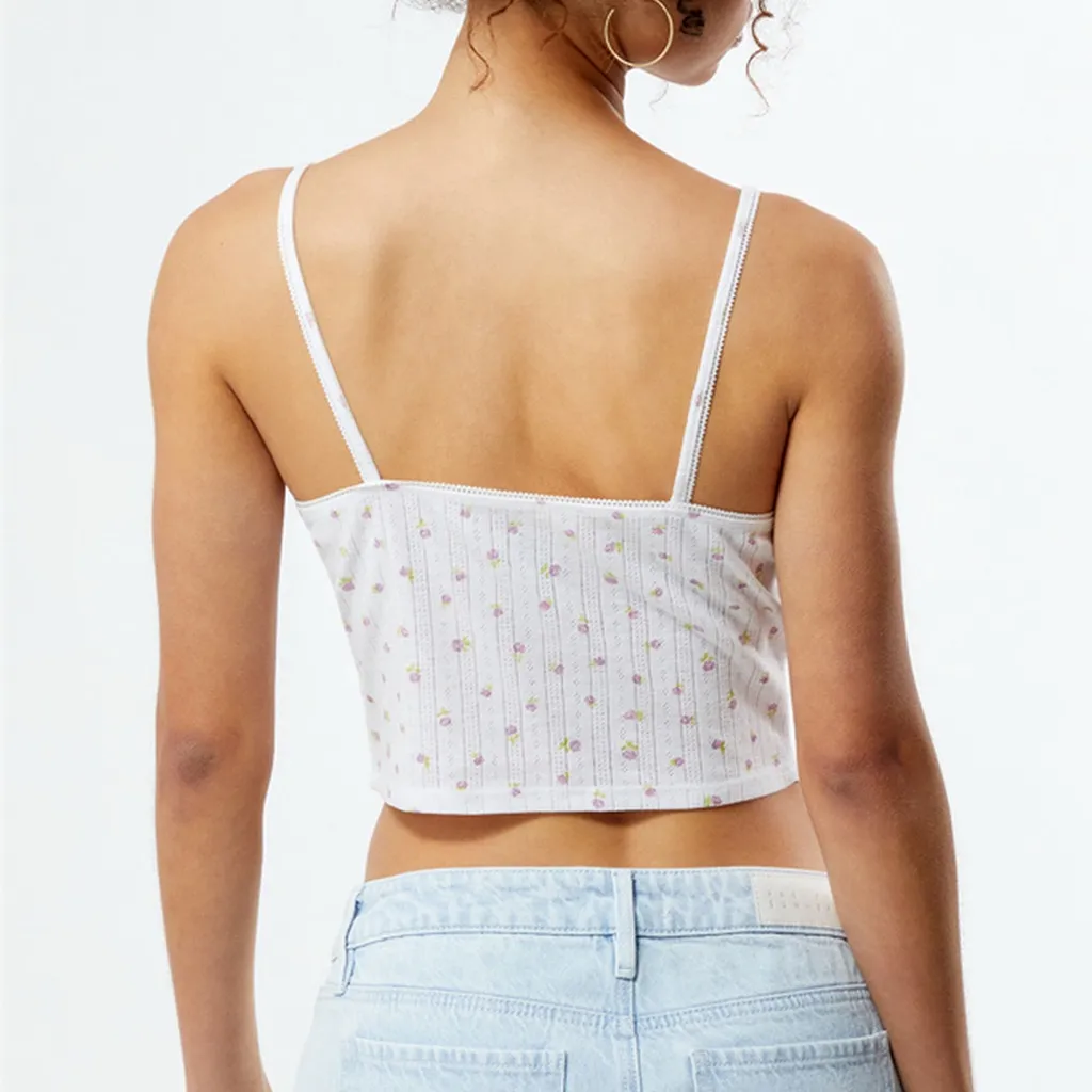 🤍Est. PAC 1980 Rosalind Cinched Pointelle Cami Tank Top - Image 2