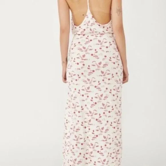 NWT Free People Daria Open Back Front Slit Maxi Dress Ivory Combo Medium - Image 5