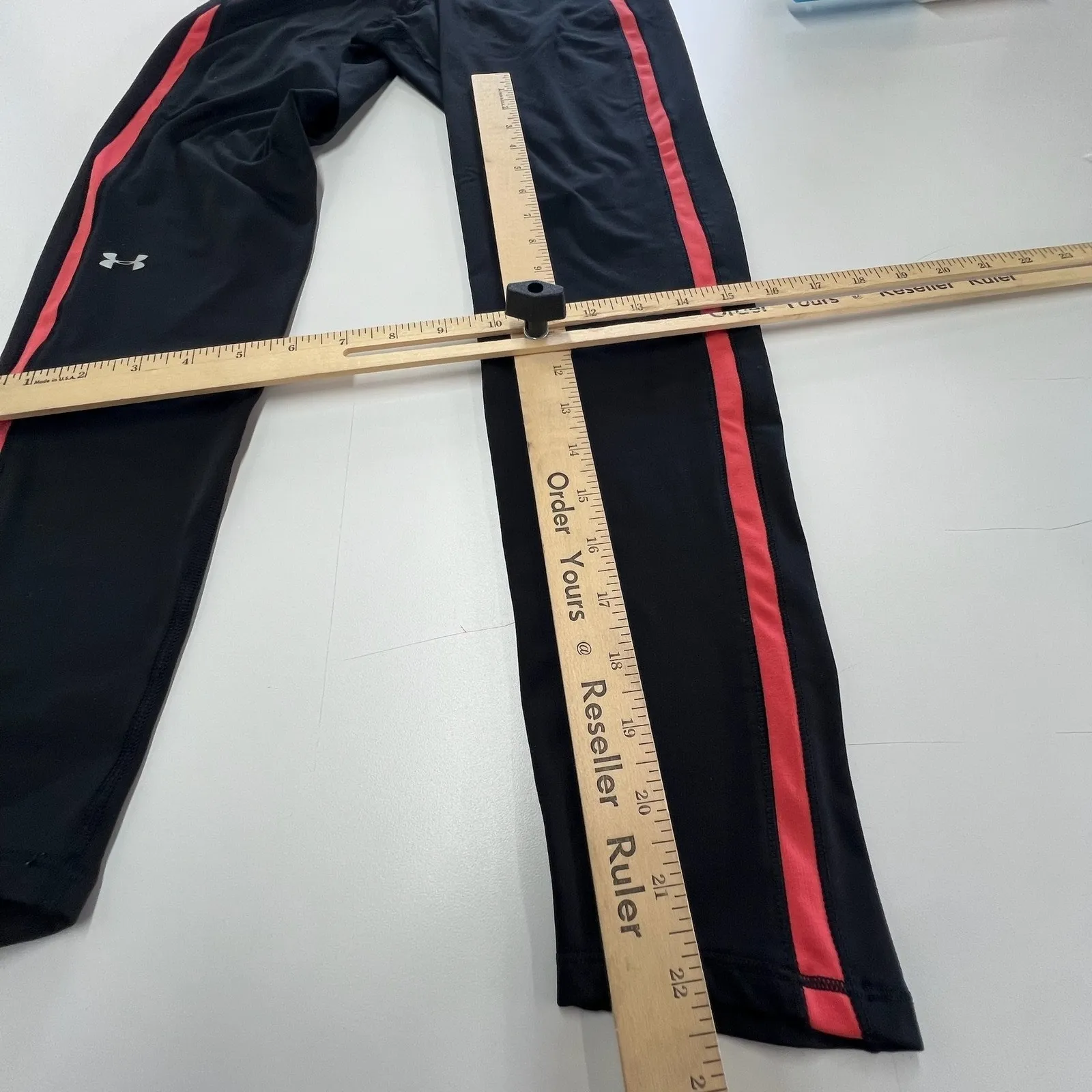 Under Armour‎ Leggings Womens Small Black Pink Red Stripe Athletic Running - Image 9